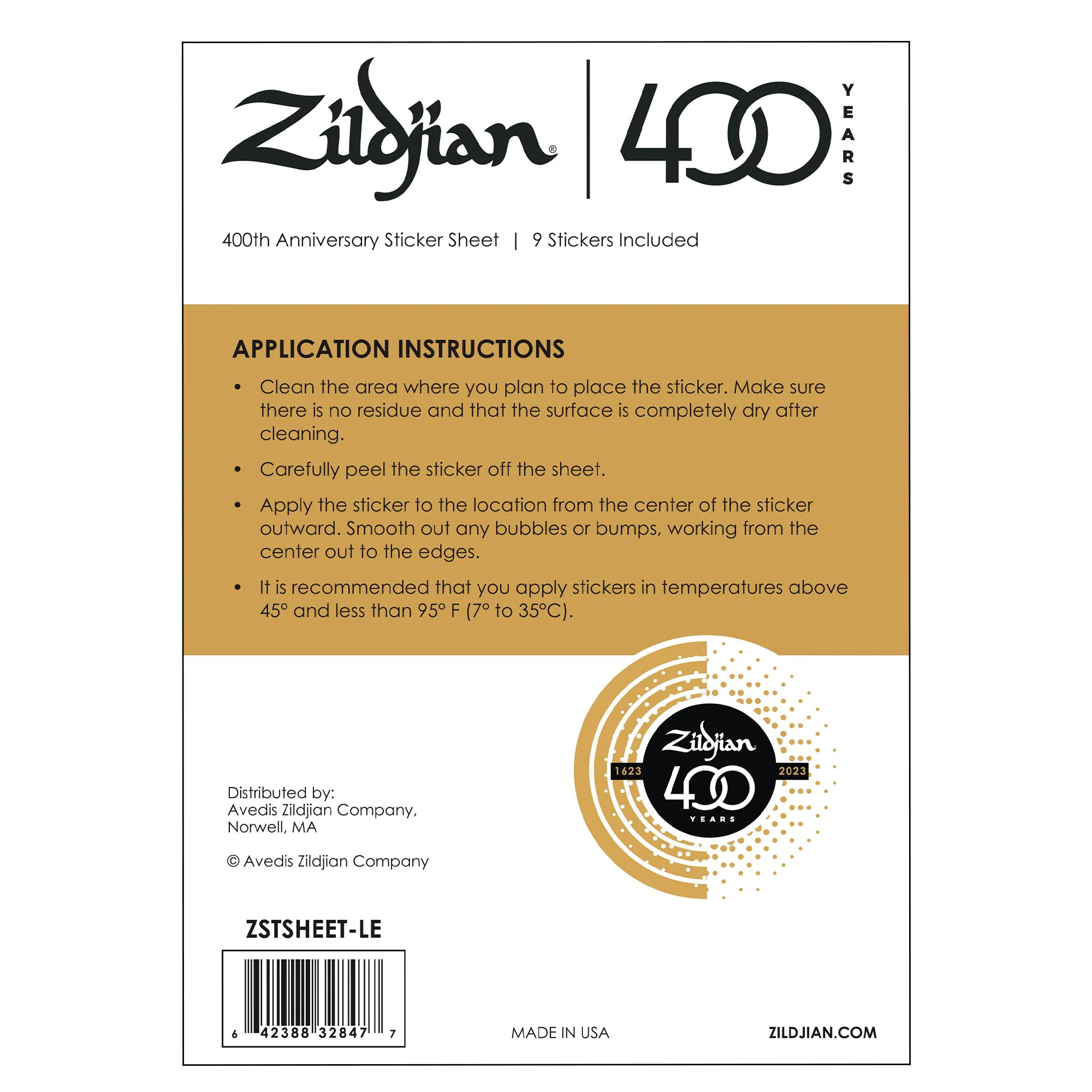 Zildjian Limited Edition 400th Anniversary Sticker Sheet - Image 8